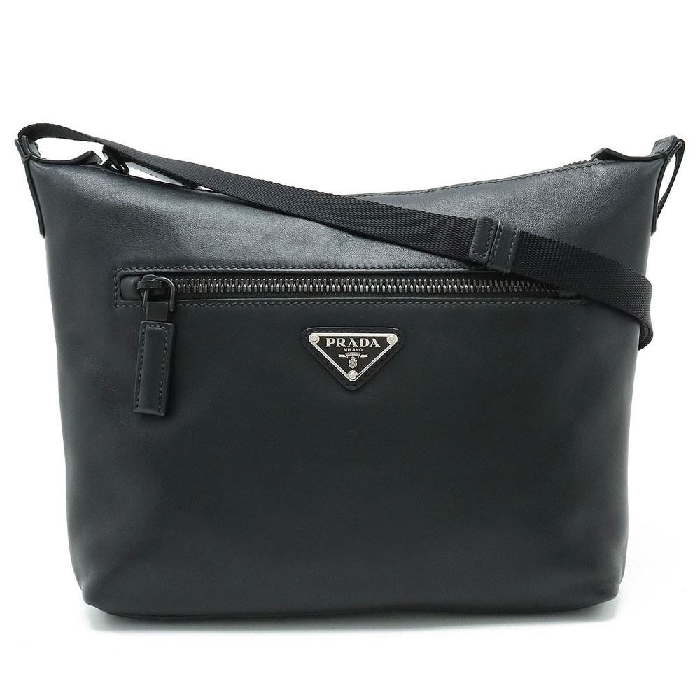 Prada Shoulder Bag Hobo Leather NERO Black